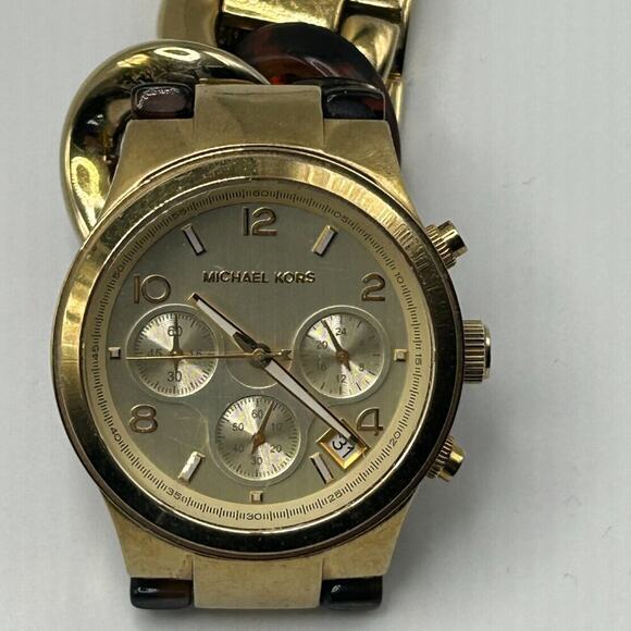 Michael Kors Runway Twist Gold & Tortoise Watch MK4222 - Picture 1 of 4
